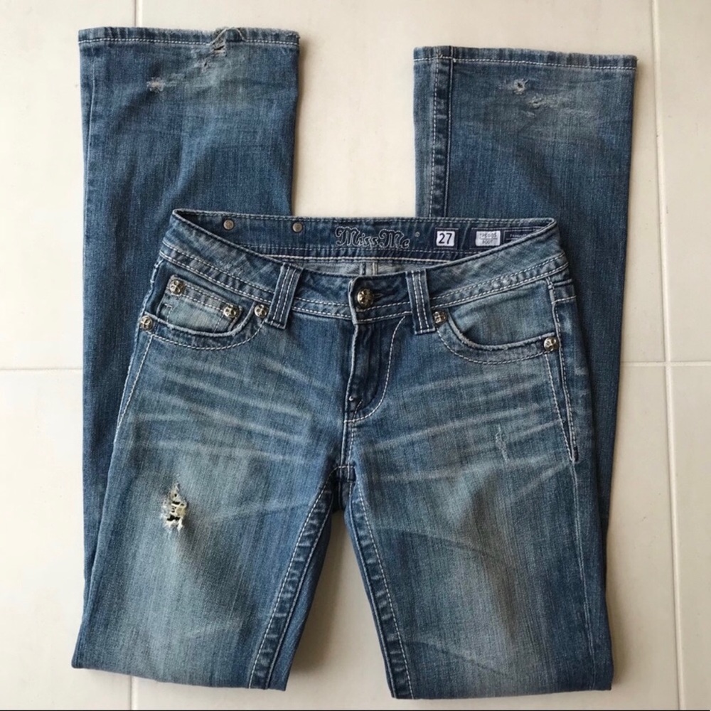 Miss Me Distressed Holes Boot Cut Jeans